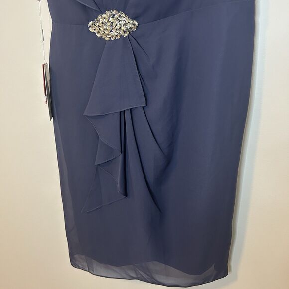 JJs House Sheath Chiffon Dress Stormy Blue Jeweled 192772 164084 NWT - Size 12 - Picture 5 of 16